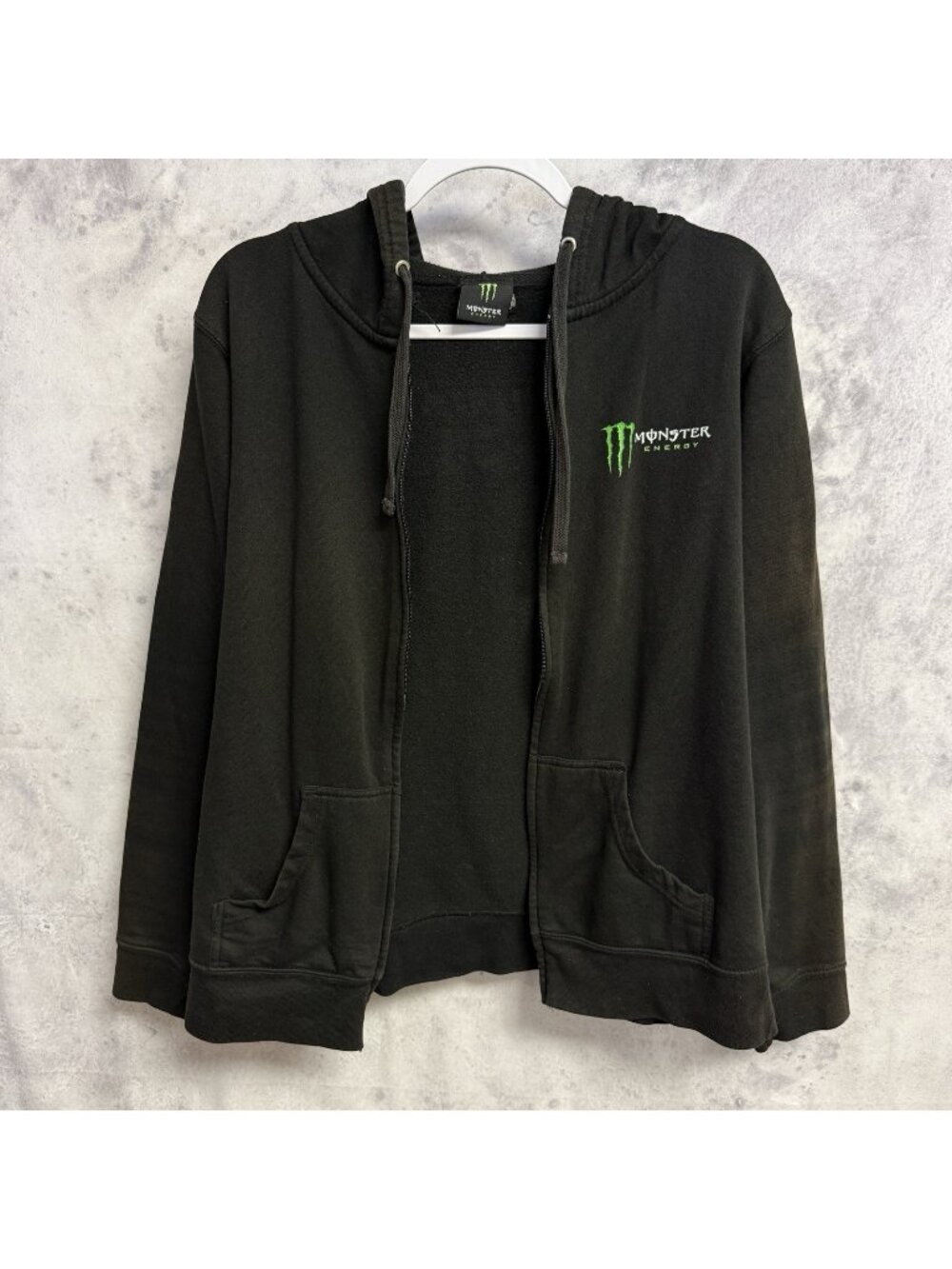 Monster Energy Hoodie Sweatshirt Mens M Black Racing Grunge